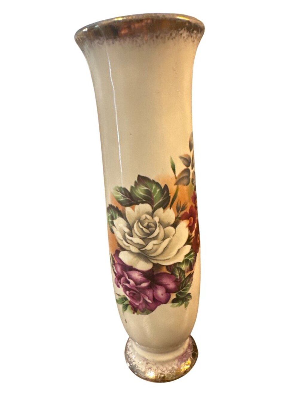 Vintage Floral Ceramic Bud Vase